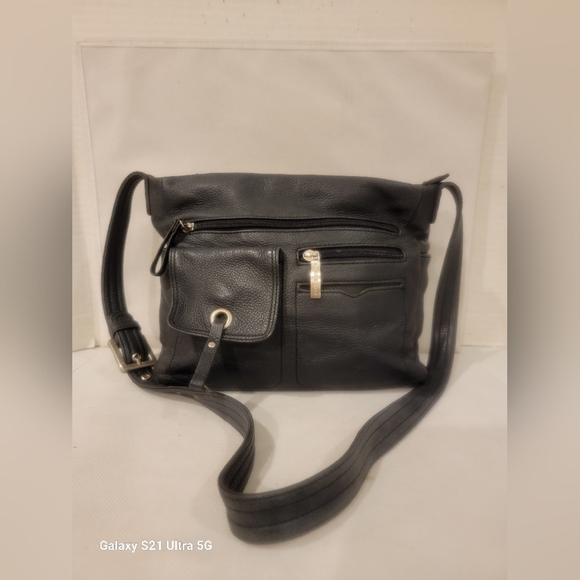 STONE‎ & COMPANY BLACK LEATHER CROSSBODY HANDBAG - Picture 1 of 5